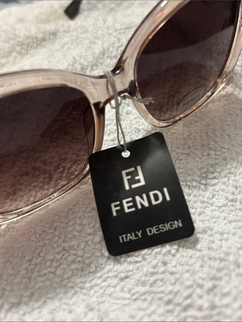 Fendi Transparent Blush Square Sunglasses with Pink Lenses - Picture 2 of 6